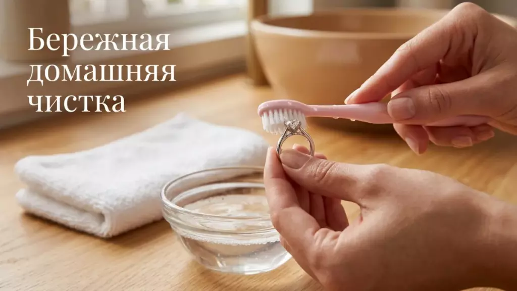 Домашняя чистка кольца с брилиантом